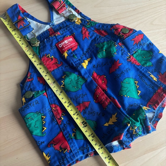 Vintage OshKosh B'gosh Blue Monster Print Kids bubble shortall. - Picture 7 of 7